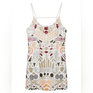 French Connection White Sequin Embellished Spaghetti Strap Tank